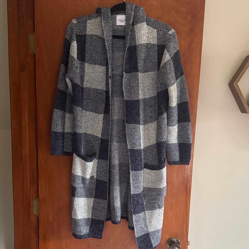 Carly Jean Plaid Open Front Cardigan